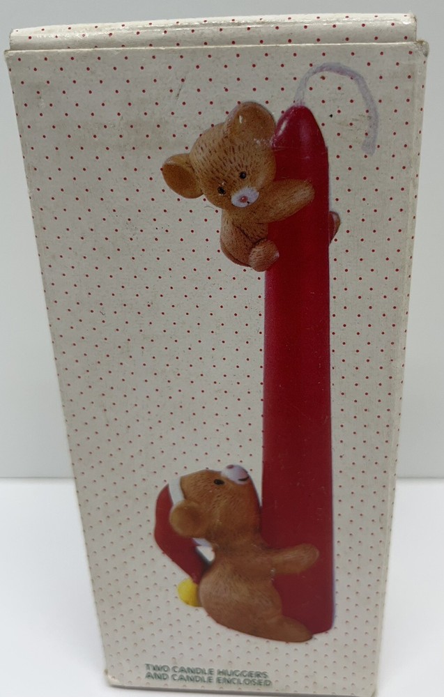 Frolicking Christmas bear candle huggers