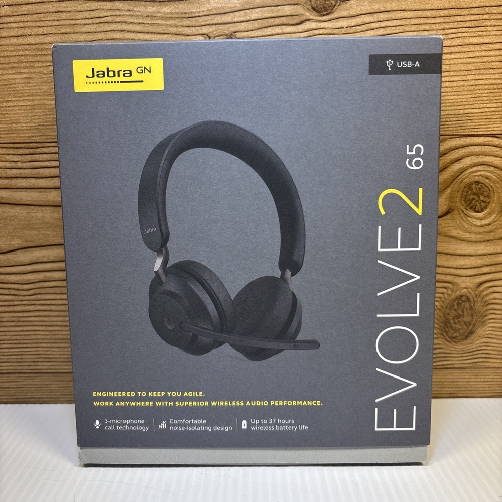 Jabra GN Evolve 2 65 Bluetooth Wireless/USB-A On Ear Headset New Open Box