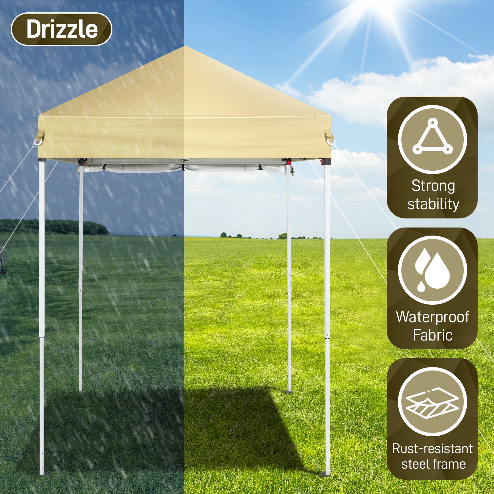 5x5ft Pop Up Canopy Tent Folding Canopy with Carry Bag,1 Sidewall