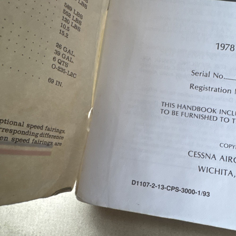 1978 Cessna Model 152 Pilot's Operating Handbook
