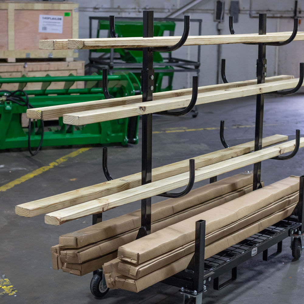 Titan Attachments Mobile Conduit Lumber and Pipe Rack with Eight Bins