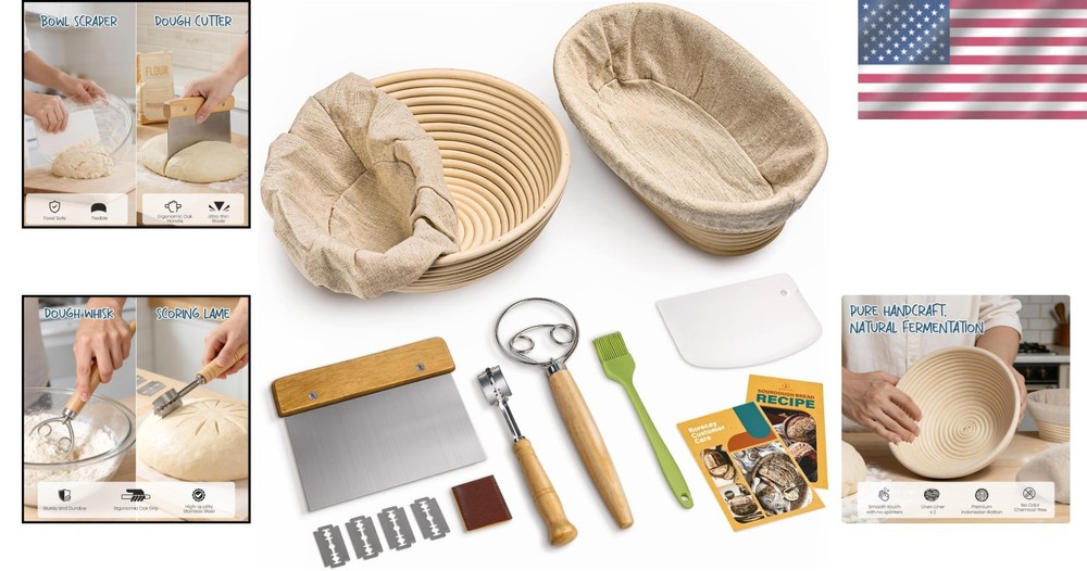 Sourdough Baking Kit with Rattan Proofing Baskets