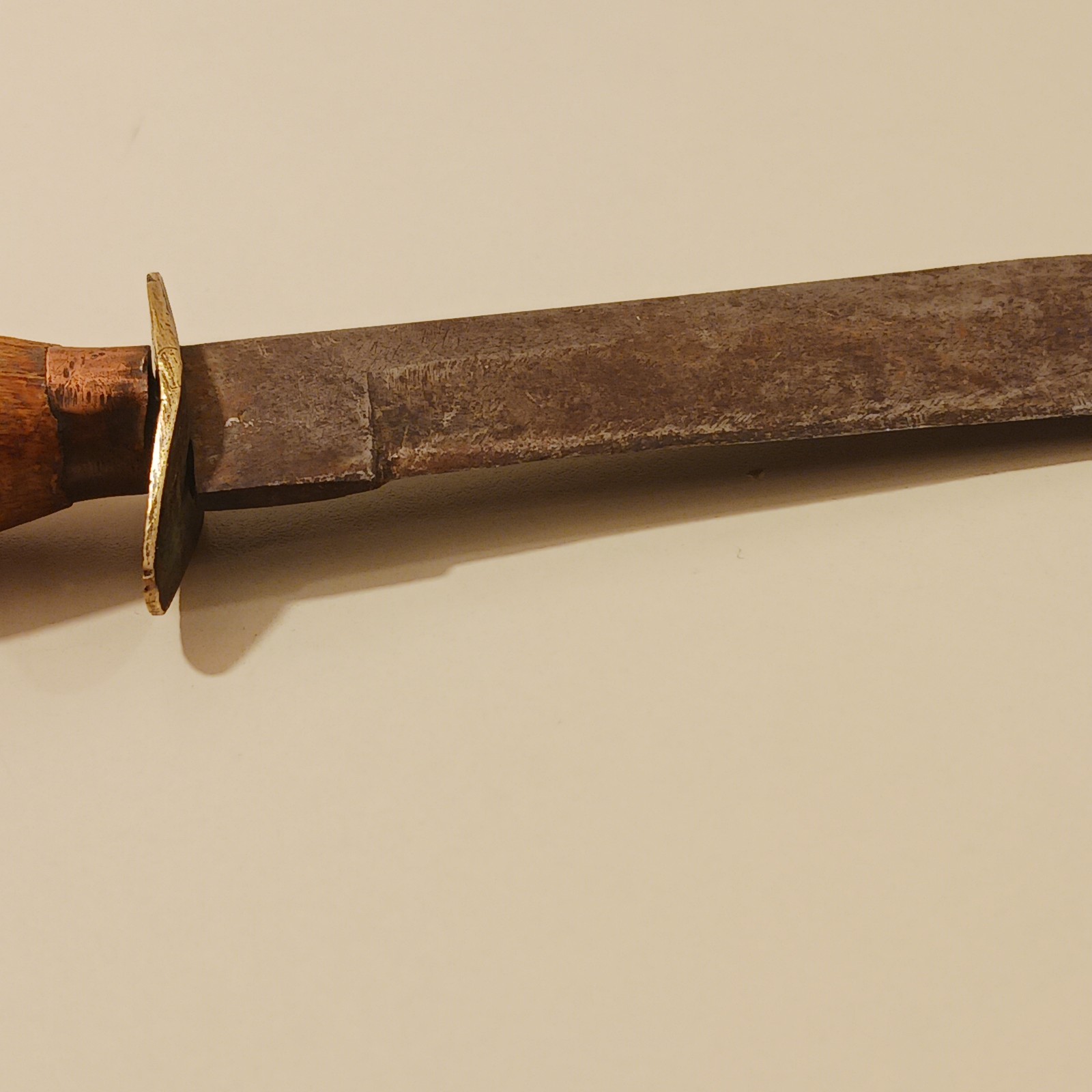 Vintage Bowie Knife Fixed Blade Hunting Survival Wood Handle Brass Bolster Gear