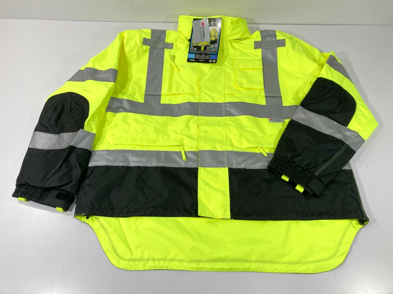 RADIANS RW32-3Z1Y RADWEAR CLASS 3 HEAVY DUTY RIP STOP HI VIS RAIN JACKET COAT LG