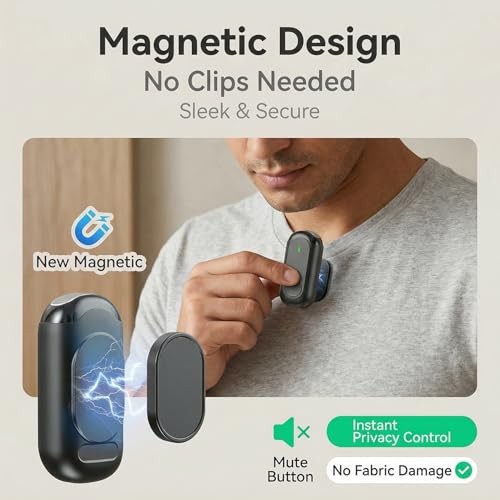 Wireless Mini Microphone for iPhone Android, Magnetic Mini Mic for Video