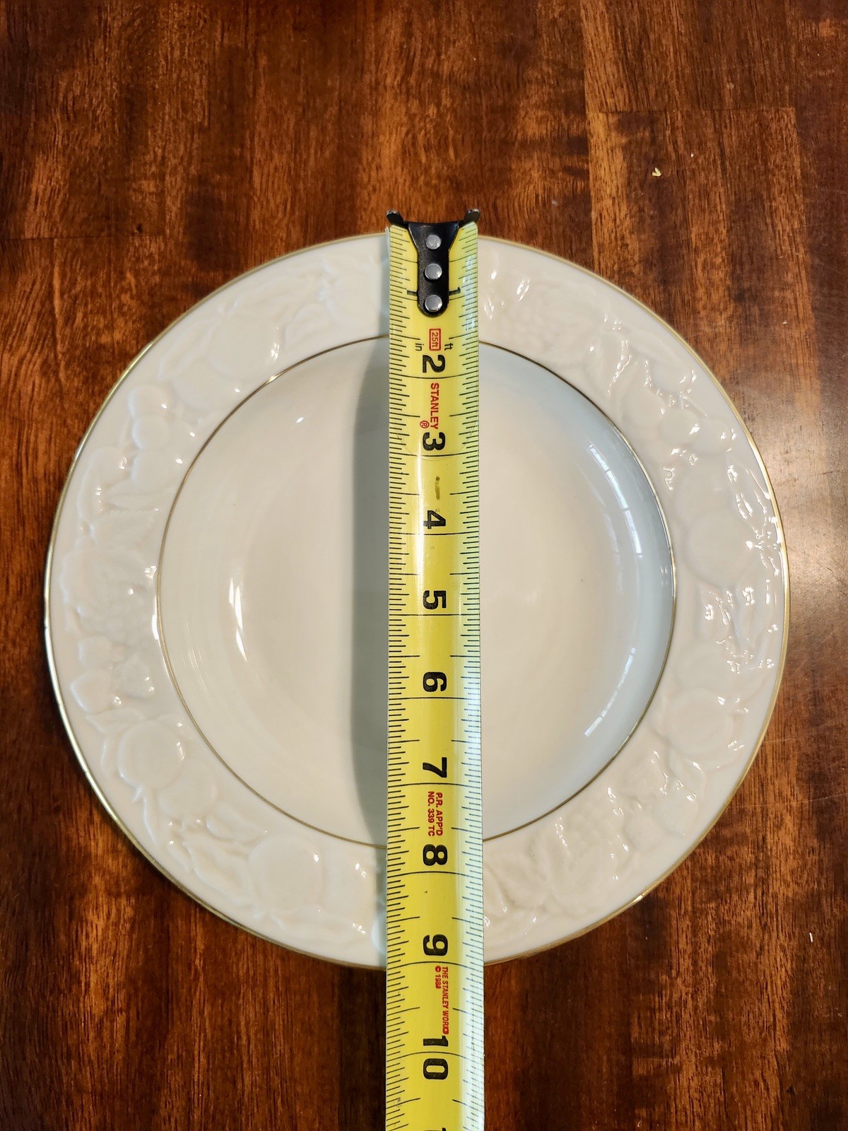 LENOX Fruits Of Life 9” Rimmed Soup/Pasta Bowls Set of 4 Gold Rim USA Excellent