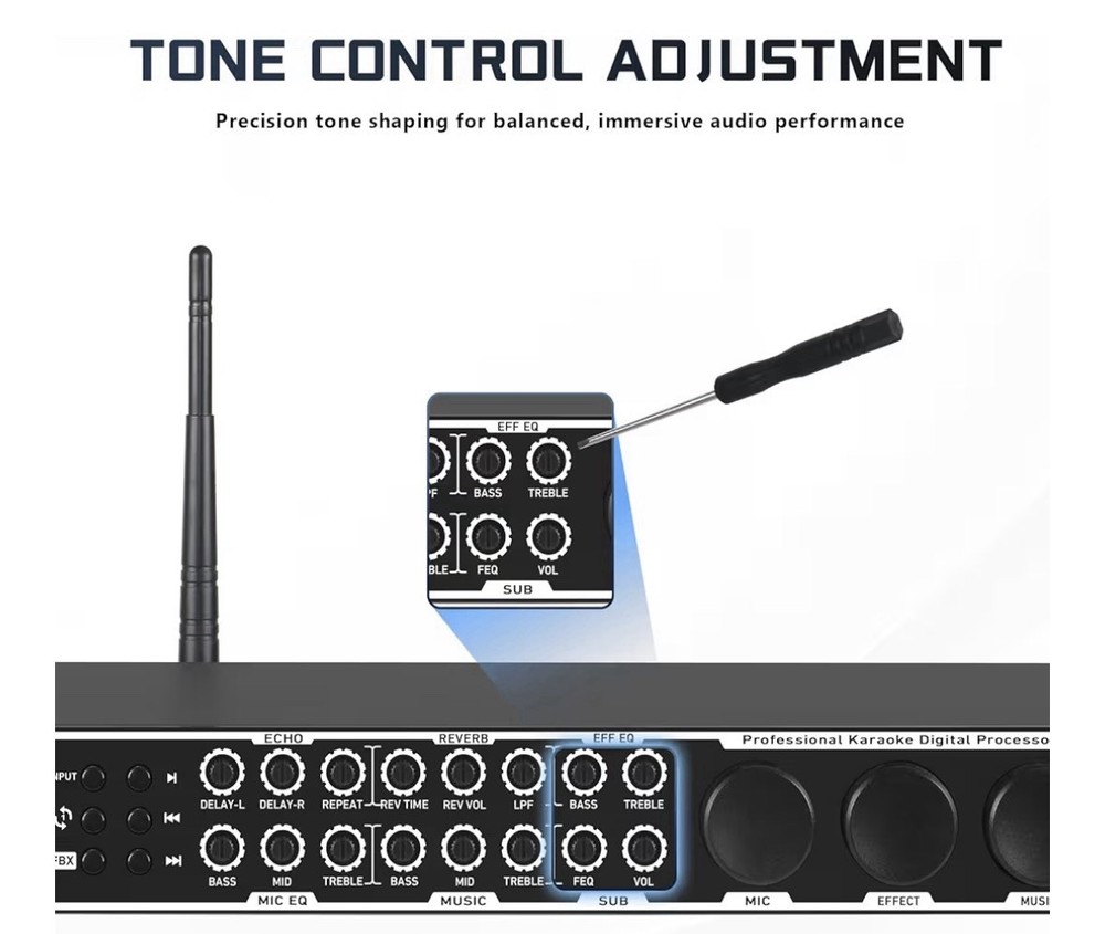 Karaoke Processor System, Digital PreStage Effector Vocal Preamp Mixer Equalizer