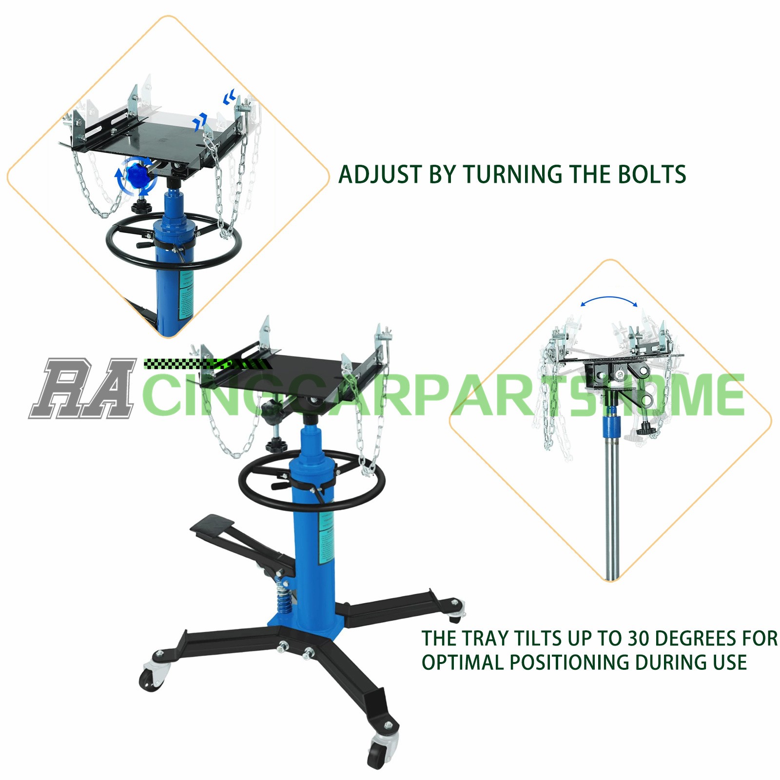 35"-72" Adjustable Height Hydraulic Transmission Jack 1660lbs / 0.75T Lift Hoist