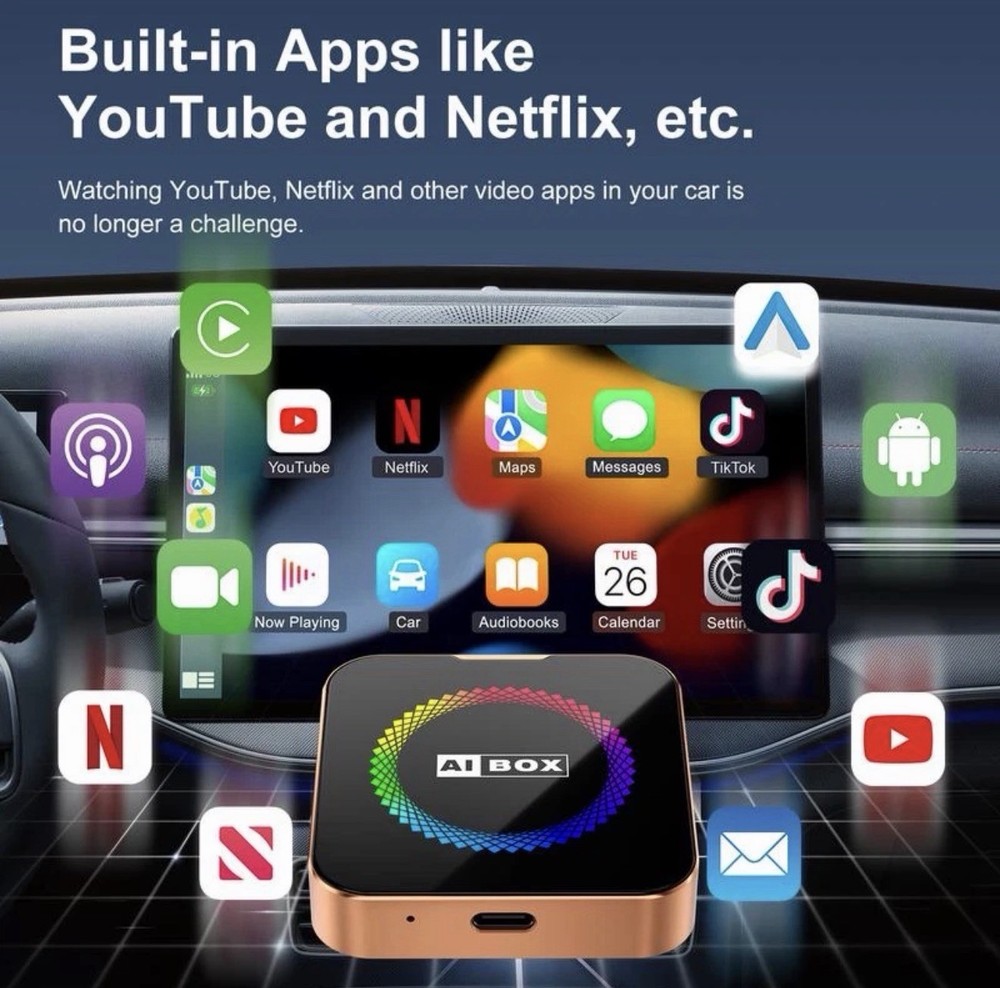 Aimoon Orange Ai Cube Pro Max Wireless Carplay Adapter for Iphone & Android Auto