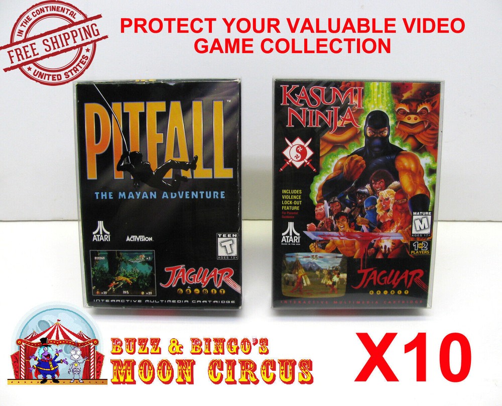 10x CLEAR PLASTIC PROTECTIVE BOX PROTECTOR SLEEVE FOR ATARI JAGUAR GAME BOXES