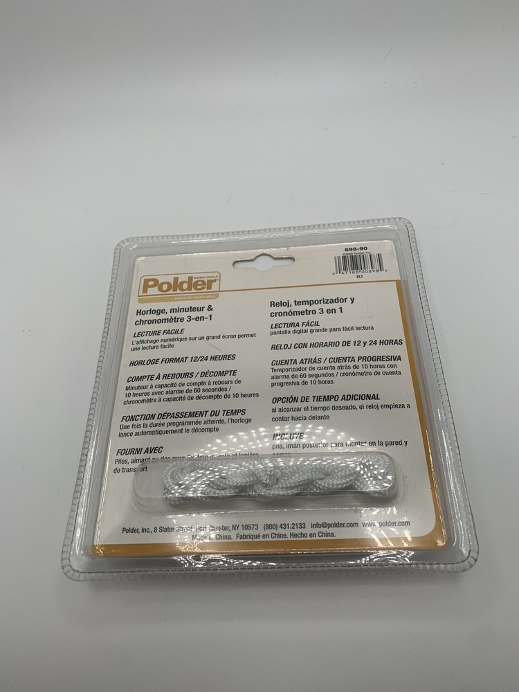 Polder 3-IN-1 Timer Clock & Stopwatch 898-90 Multi Function Tool w/ Lanyard NEW