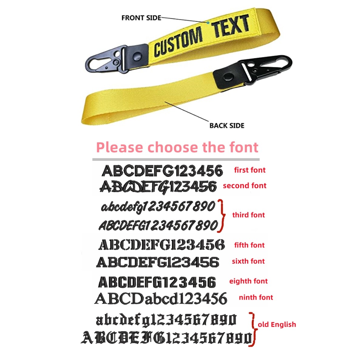 Customized Embroidered Keychain Key Tag Keyring Wrist Strap Personalized gifts