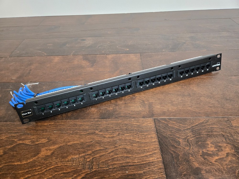 Leviton Cat 5e 24-Port Patch Panel – T568B 1U Rackmount