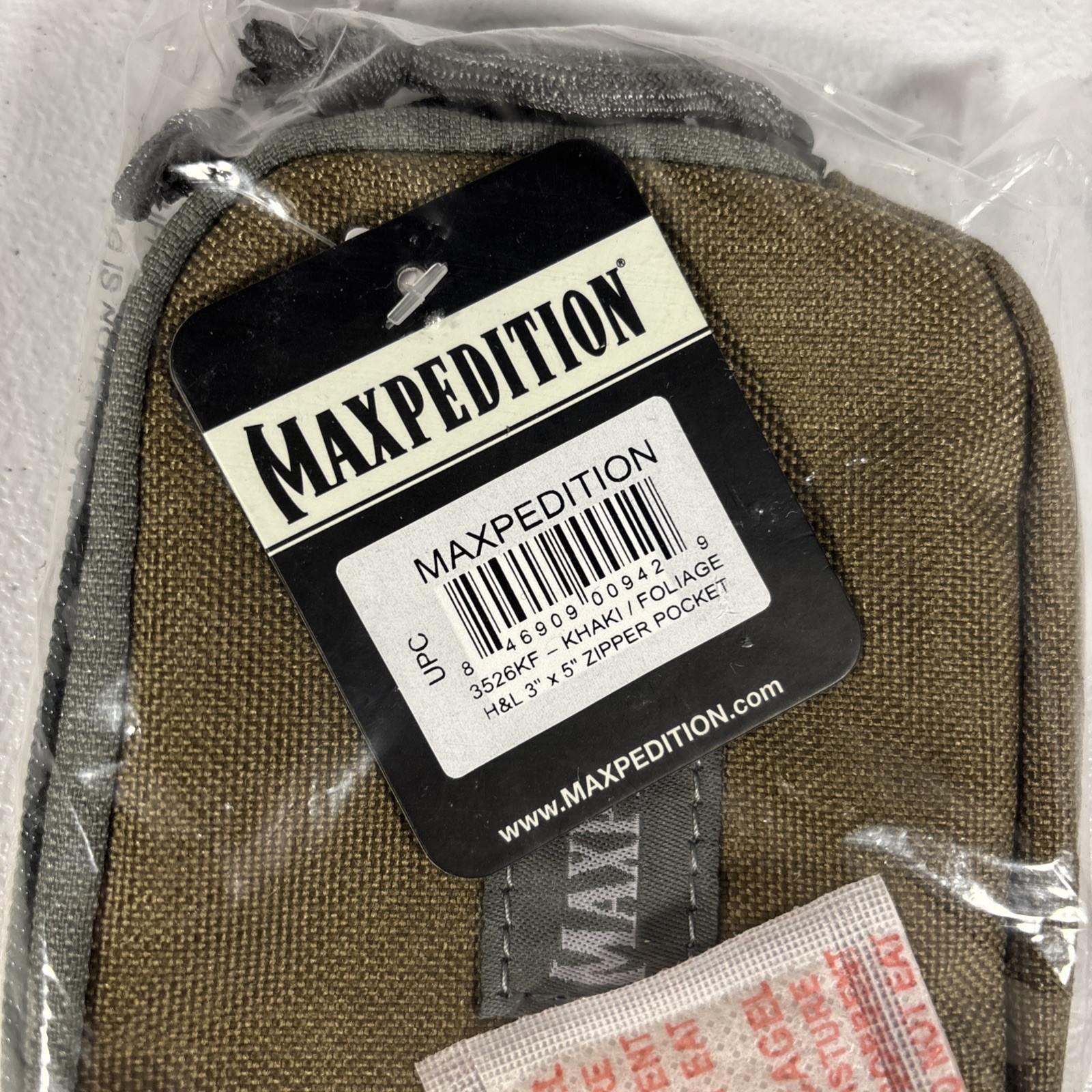NEW Maxpedition 3526KF Hook & Loop Zipper Pocket 3”x5” Khaki/Foilage