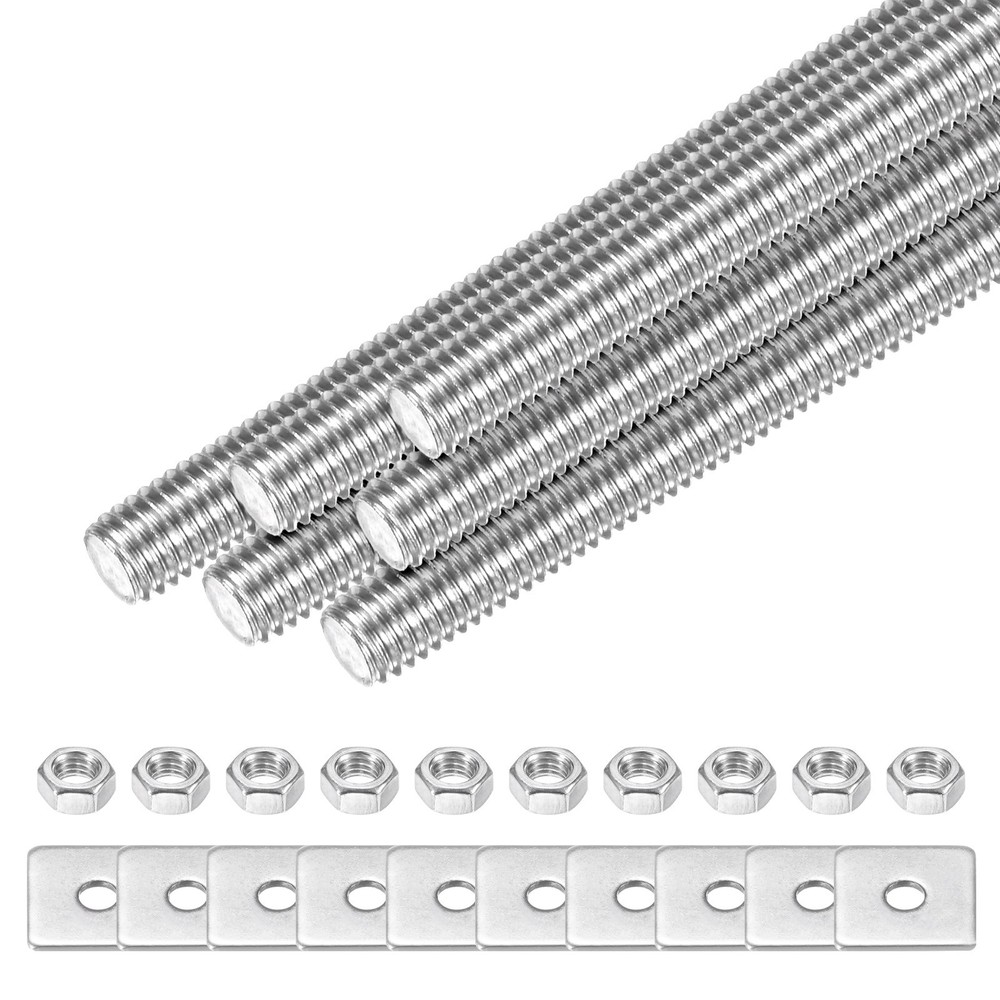 5-Set Fully Threaded Rod, M5x90mm Right Hand Thread Bar Studs with Nuts