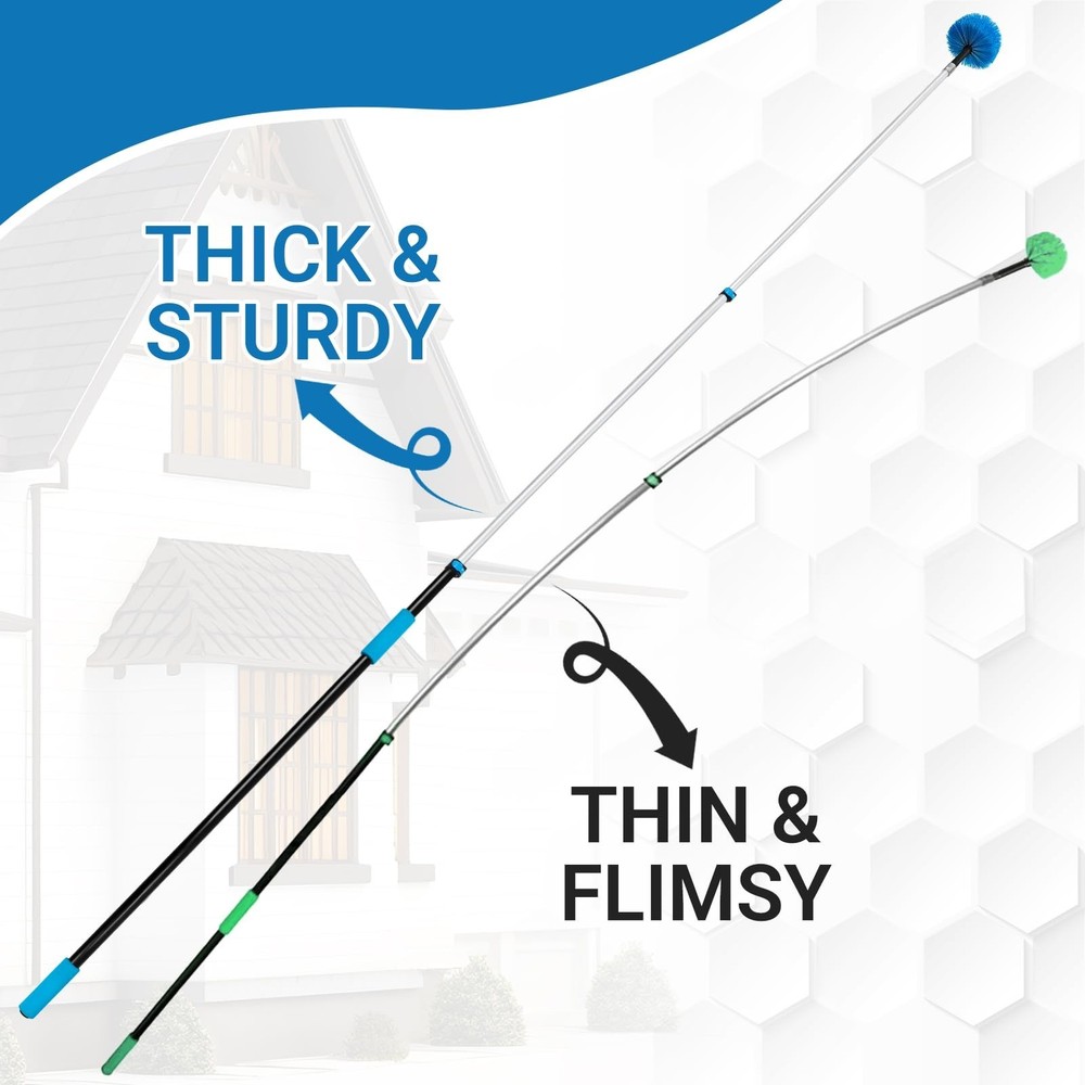 20FT High Ceiling Fan Duster with 5-12FT Extension Pole, Extendable Reusable ...