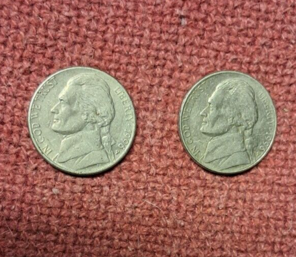 1996P jefferson nickel grease strike through error