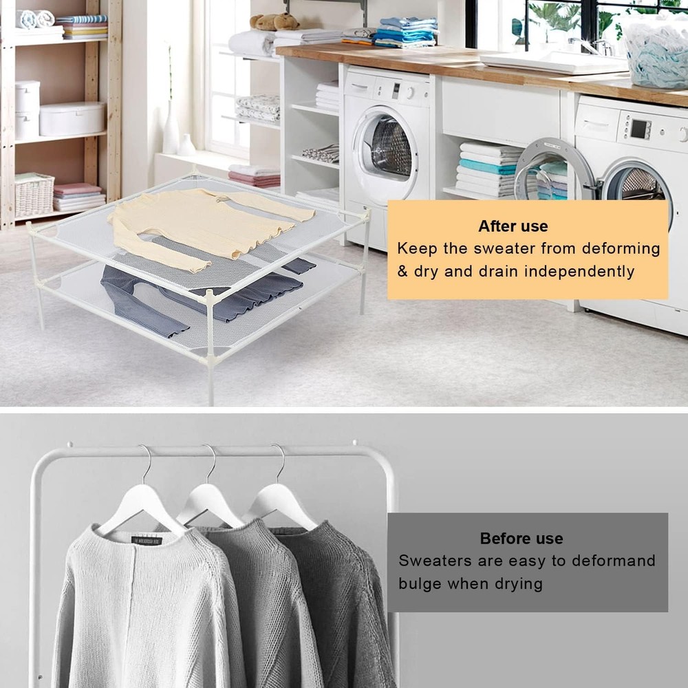 Clothes Drying Rack, 2 Tier Flat Sweater Drying Rack