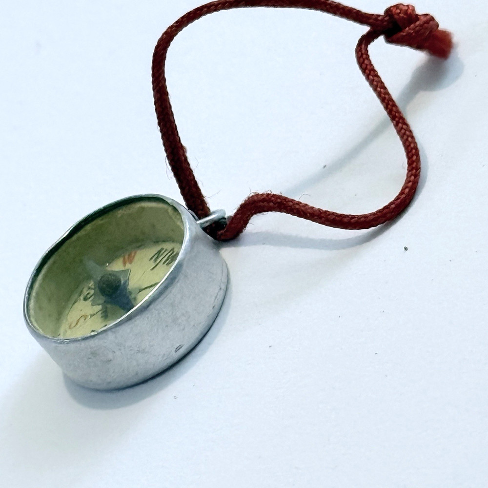 Vintage Working Mini Compass Charm with Mirror Back 3/4" Diameter