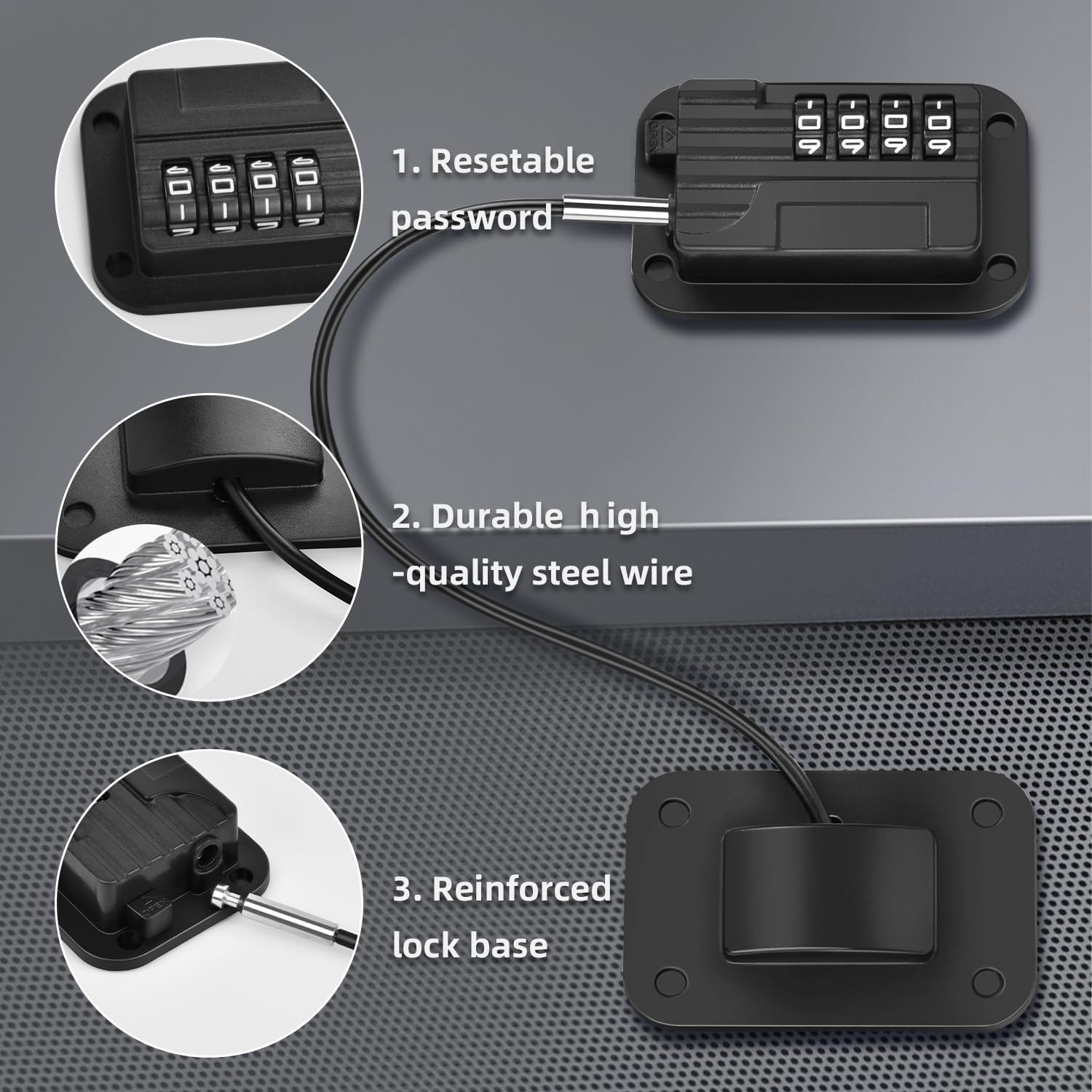 Fridge Lock, Upgraded Refrigerator Lock Combination, Freezer for Black