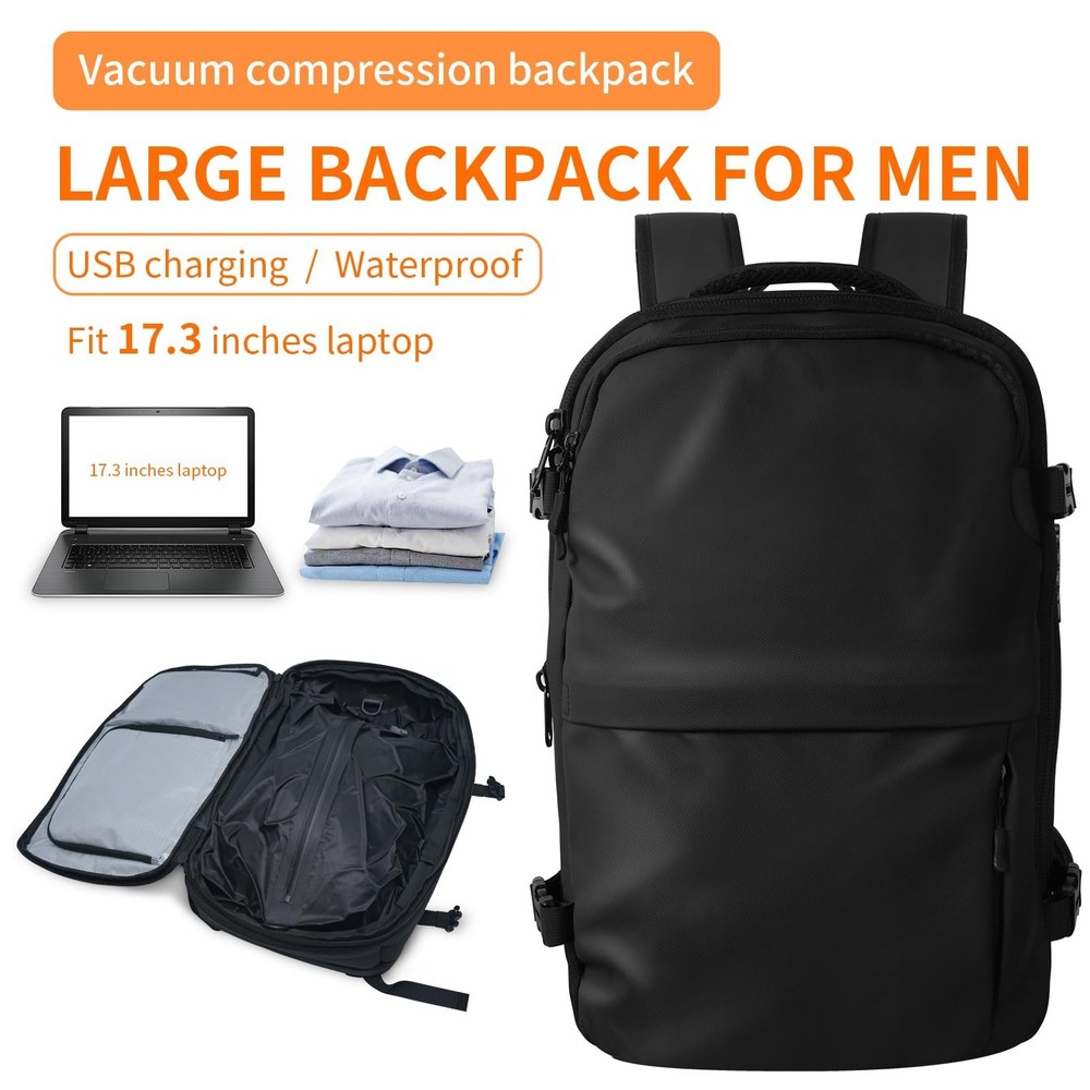 Airback, Vacpack Backpack, 60L Expandable Vacuum Backpack, Water Resistant, A...