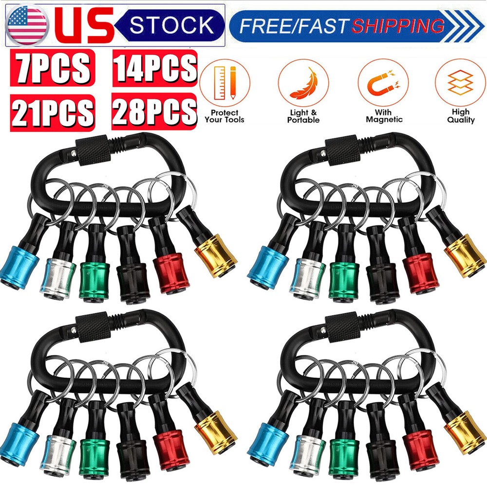 1/4" Hex Shank Quick Release Keychain Screwdriver Drill Bit Holder Bit Set LOT