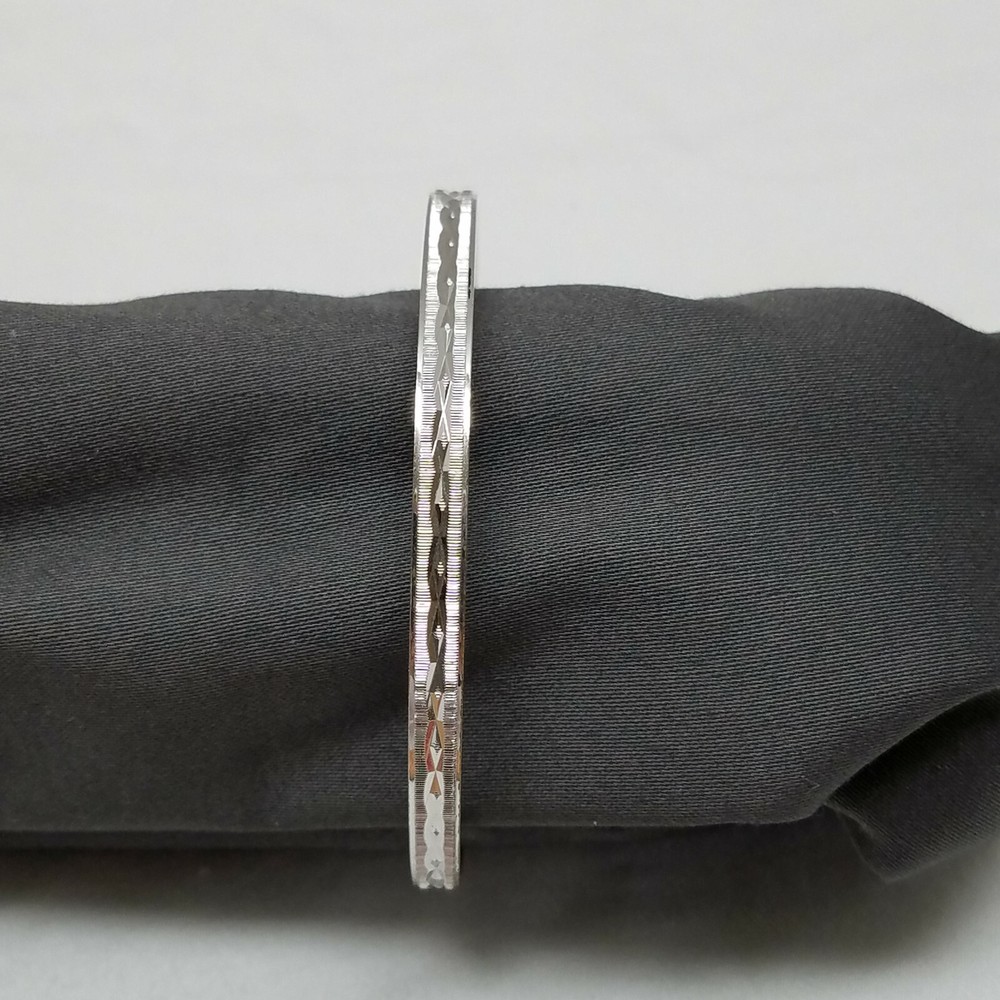 Trifari Silver Tone Bangle Bracelet Etched