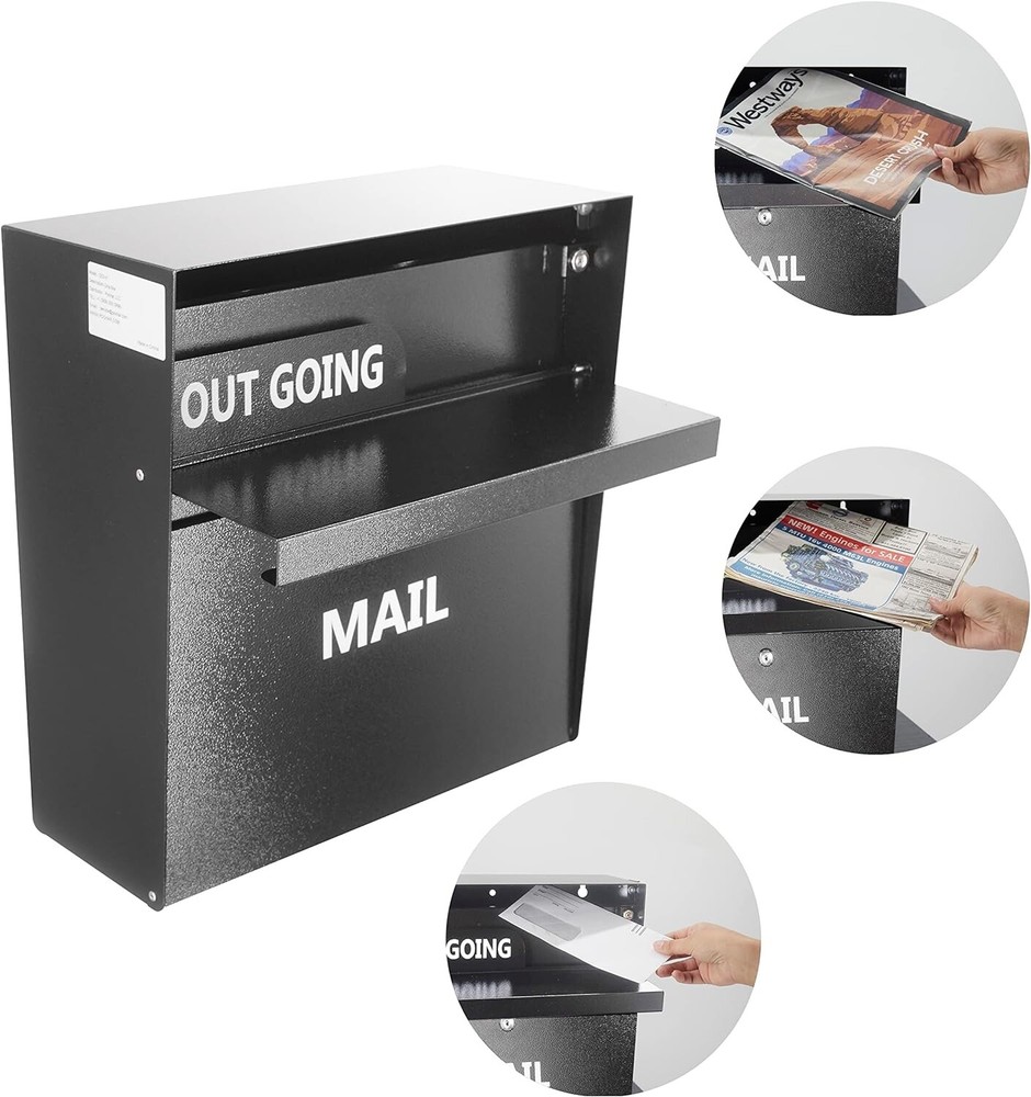 Rainproof Wall Mount Mailbox with Outgoing Mail Flag and Holder - Rainproof