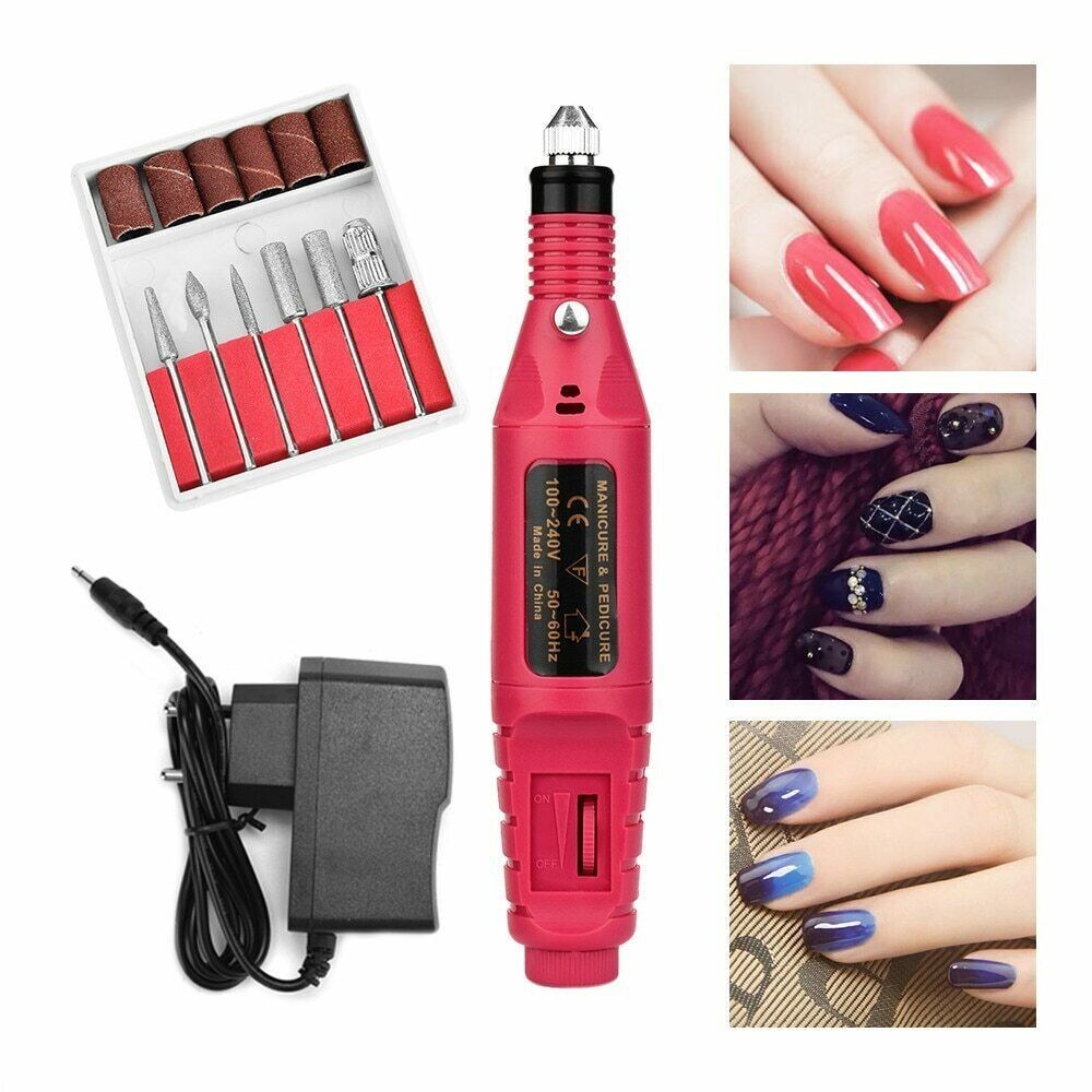 Electric Nail Drill File Acrylic Art File Manicure Pedicure Portable Machine Kit