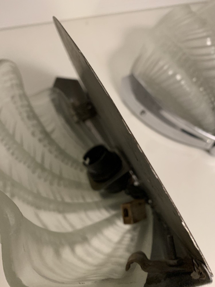 Art Deco sconces Odeon Clam Shell Wall Lights Chrome Base