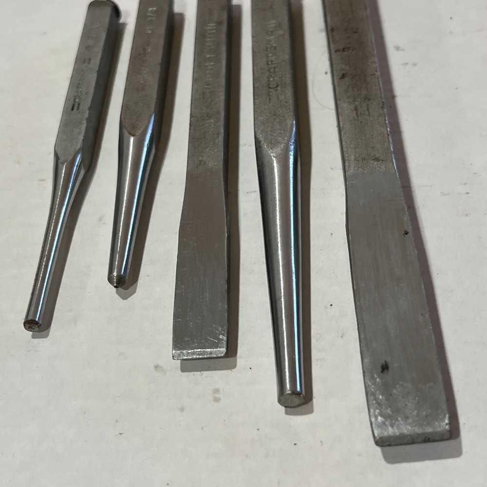 Vintage Craftsman 5pc Punch & Chisel Set with holder