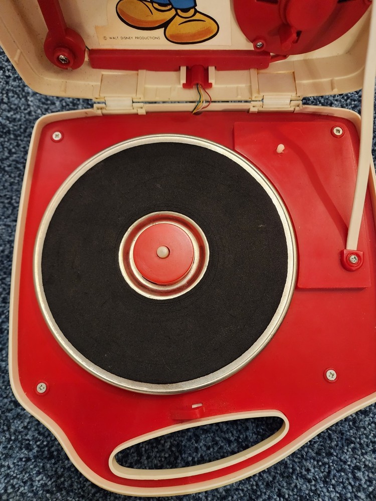 Mickey Mouse 80's 2Speed Solid State Phonograph Record Player With Working Motor