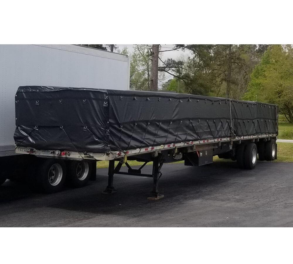 Black Superlight 14oz Flatbed Trailer Lumber Tarp 24x27 (8' Drop)