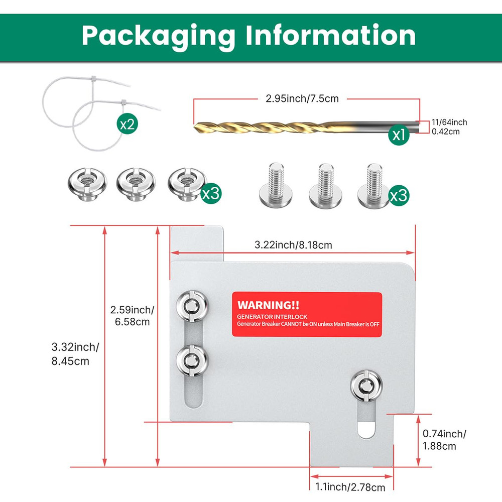 Generator Interlock Kit Compatible with Horizontal Main Cutler Hammer CH Series