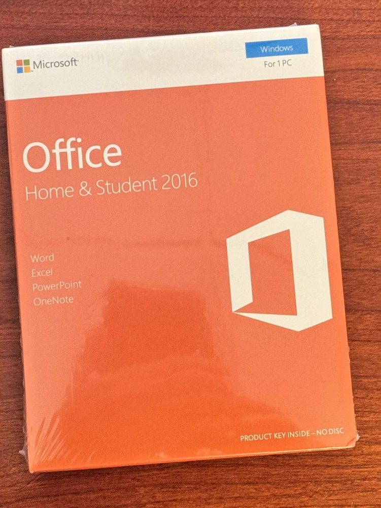 Microsoft Office Home & Student 2016 Software for Windows.  Shrink-wrapped new!