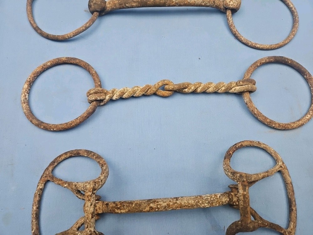 3 Rustic Vintage Snaffle Horse Bits Western Decor Primitive Barn Find