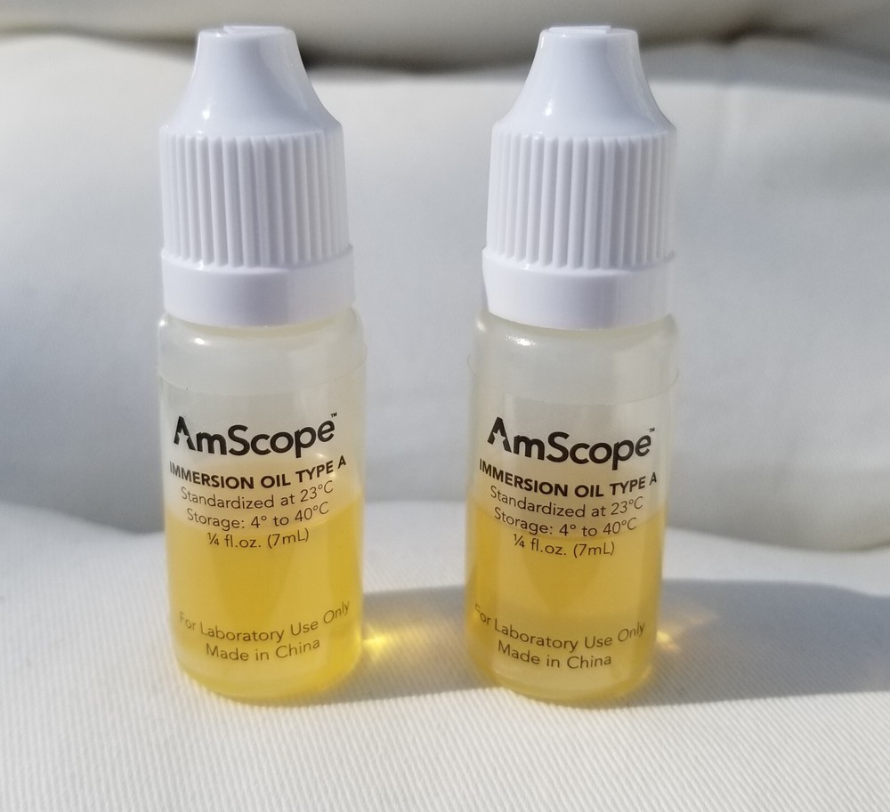 TWO BOTTLES AmScope ML-A Microscope Immersion Oil 1/4 Oz. Type A NEW