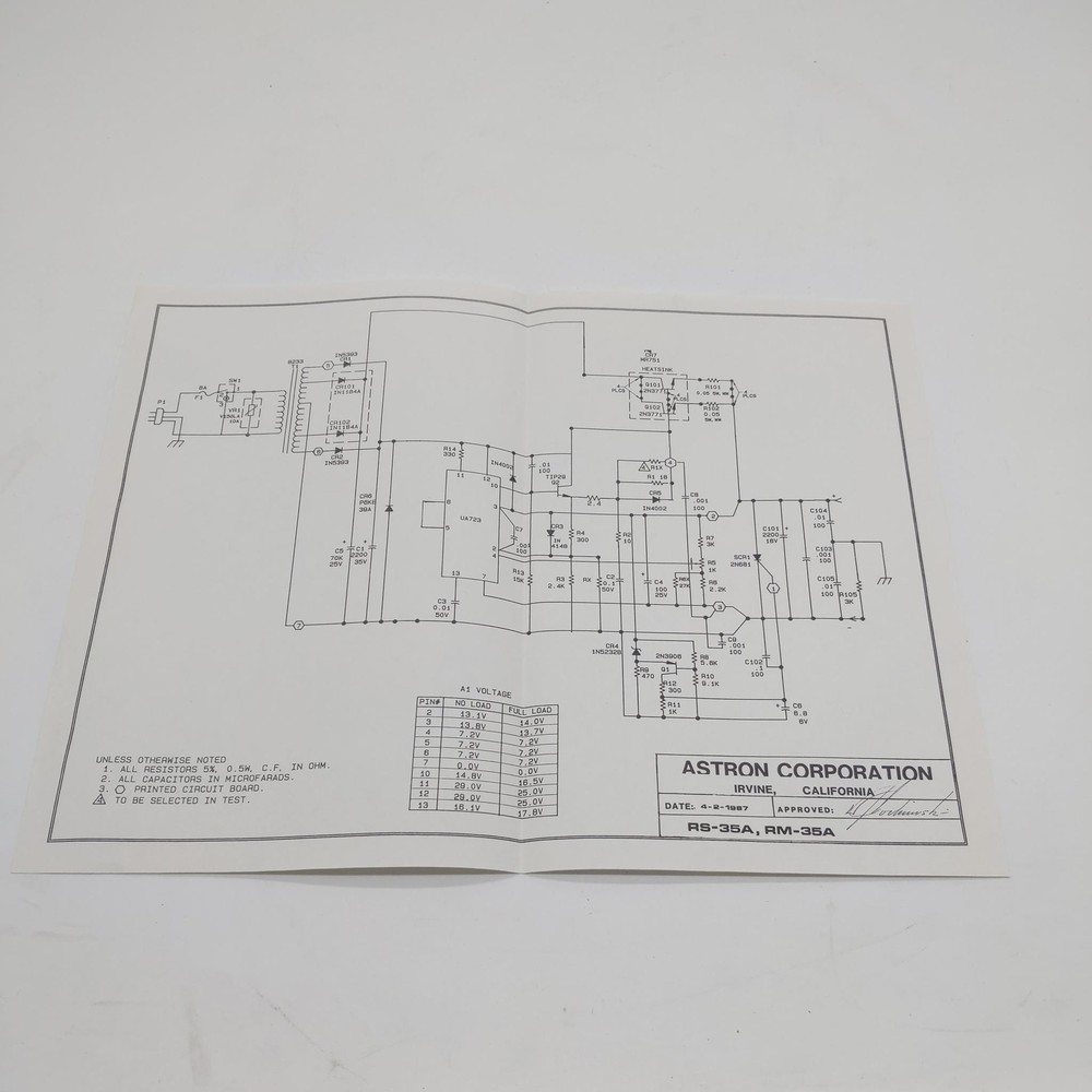 Astron RS-35A, RM-35A Schematic