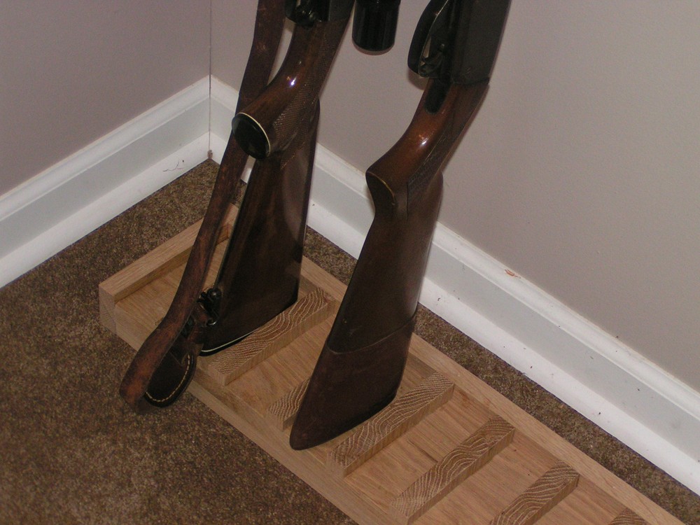 8 gun - Solid Oak Closet Gun Rack with Floor Base