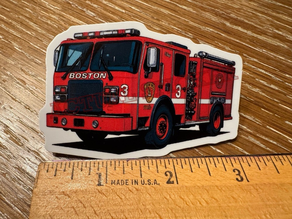 Boston Fire Dept Engine 3 Eagle Three E-One Cartoon Apparatus Sticker Decal