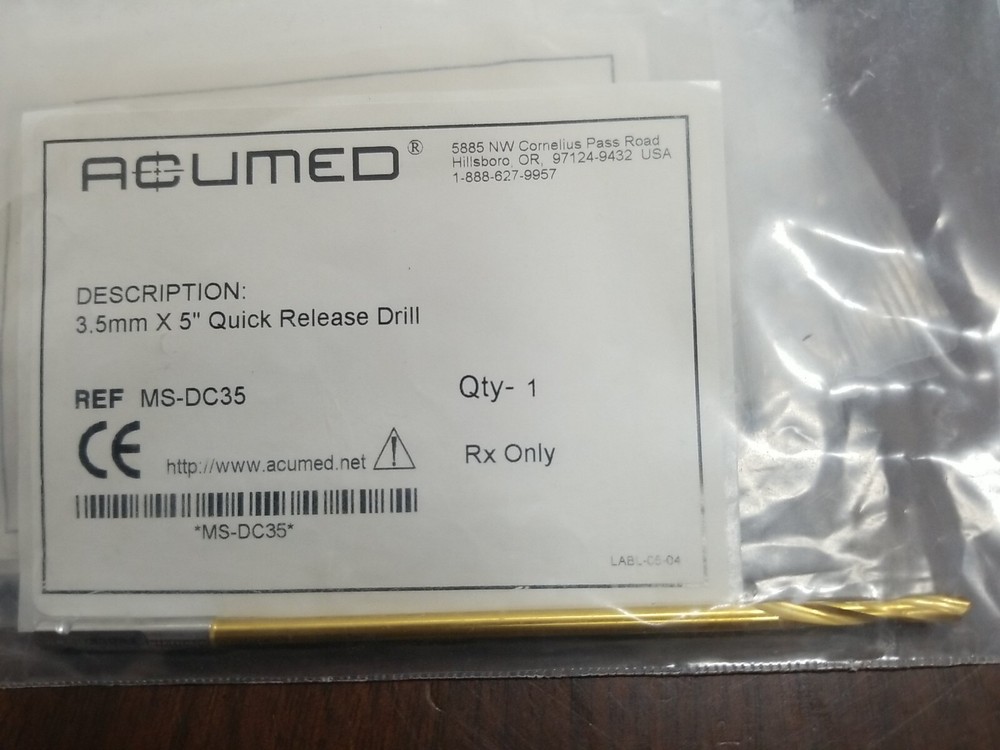 ACUMED LLC MS-DC35 3.5mm X 5" Quick Release Drill