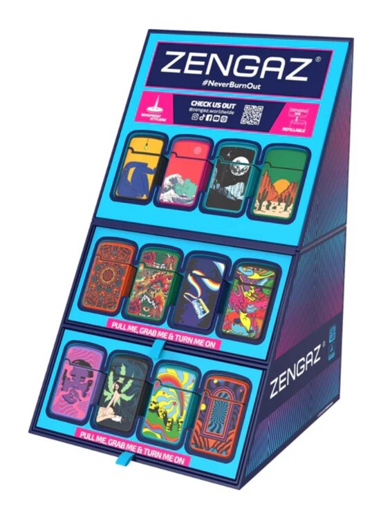 ZENGAZ WINDPROOF JETFLAME REFILLABLE LIGHTERS-48 COUNT - DISPLAY INCLUDED