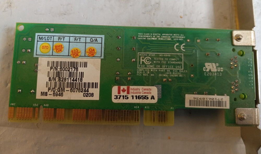 MICRO STAR MS-6946 56K Modem Desktop PC Card