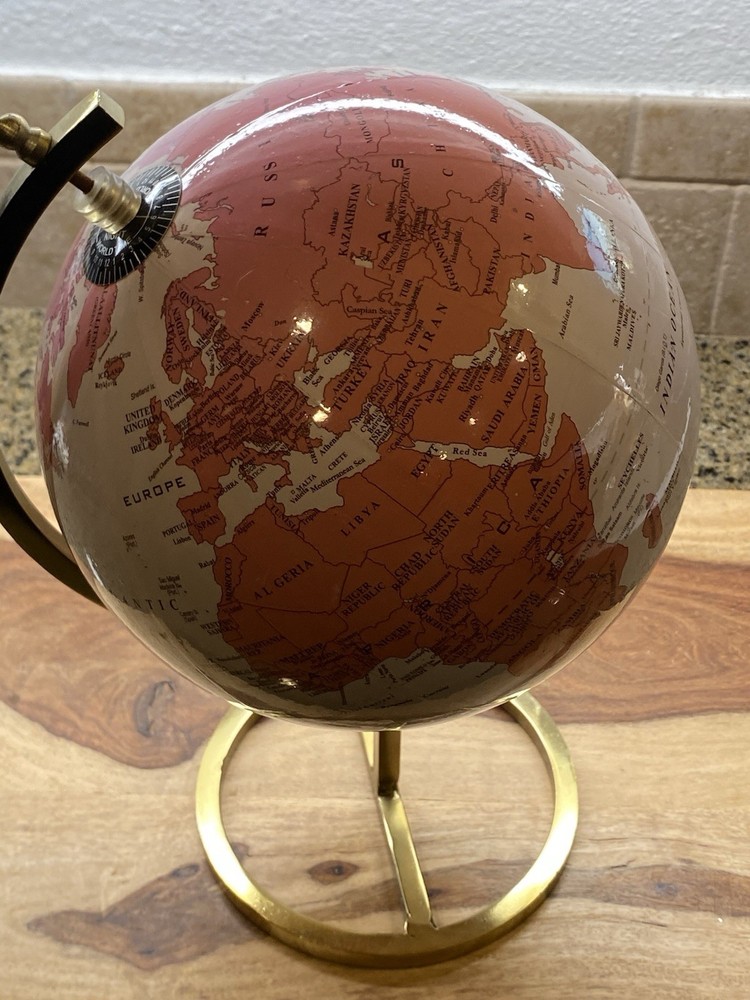World Globe Pink With Gold Tone Solid Stand Desktop