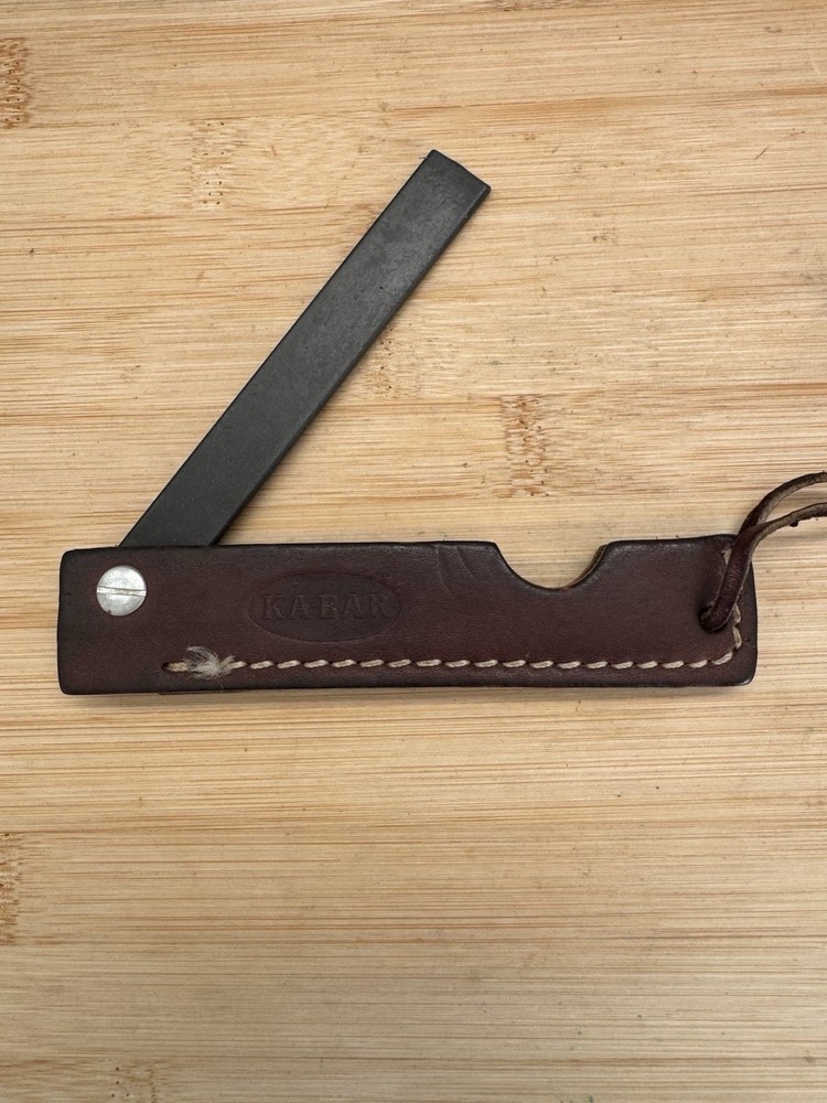 Vintage Ka-bar 5" Knife Sharpener W/ Chisel Tip & Leather Sheath