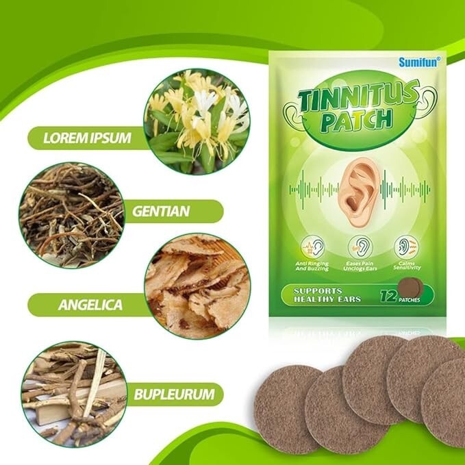 Tinnitus Ear Patch, Natural Formula Ear Patches for Ringing Ears, 12 Patch