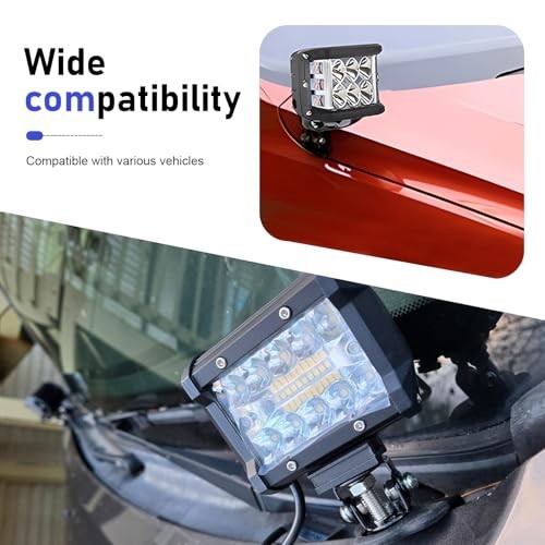 LED Light Bar Mounting Brackets, Wide-Angle Adjustable LED Work 2 PCS Black