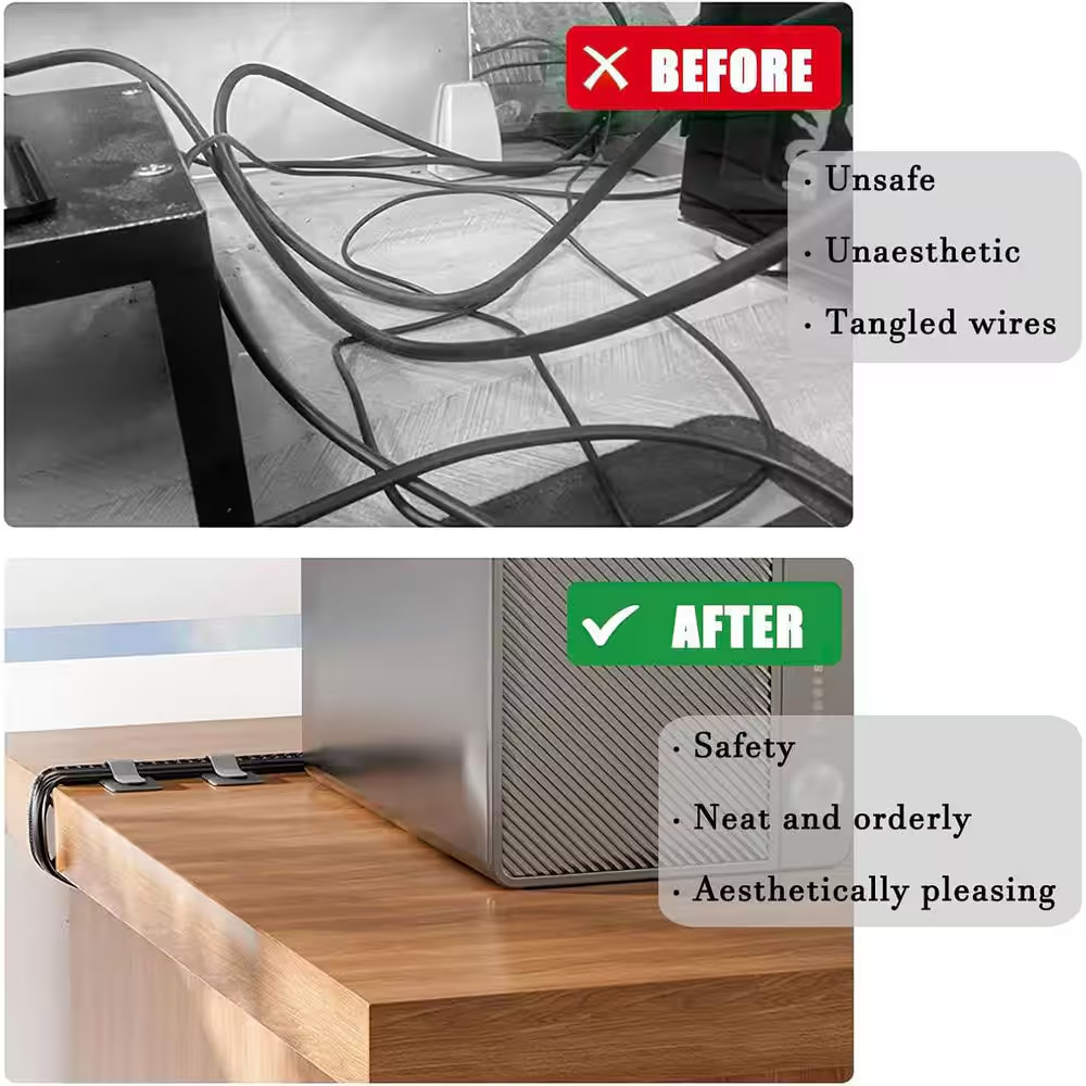 80PCS Hook and Loop Cable Straps Self Adhesive Reusable Wire Organizers Adjustab