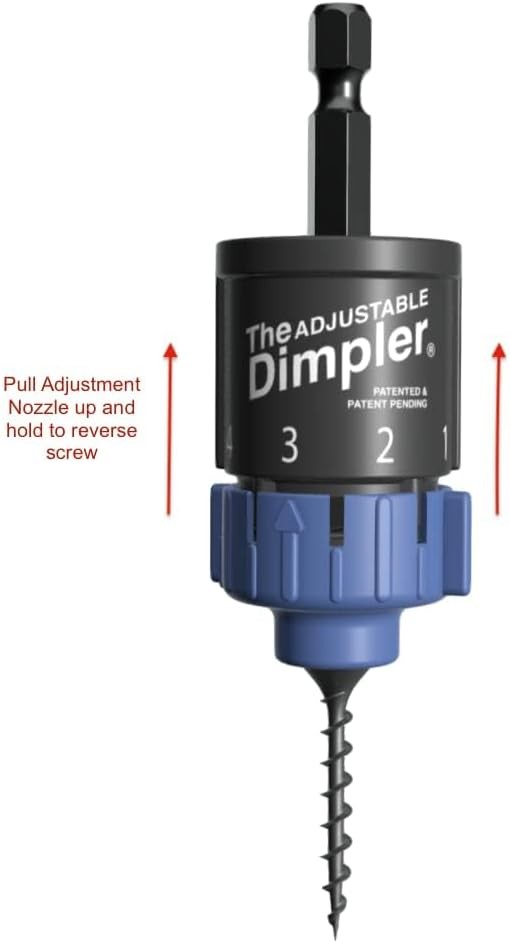 Adjustable DIMPLER ® - Drywall Bit & Screw Gun Attachment, Converts Drill into