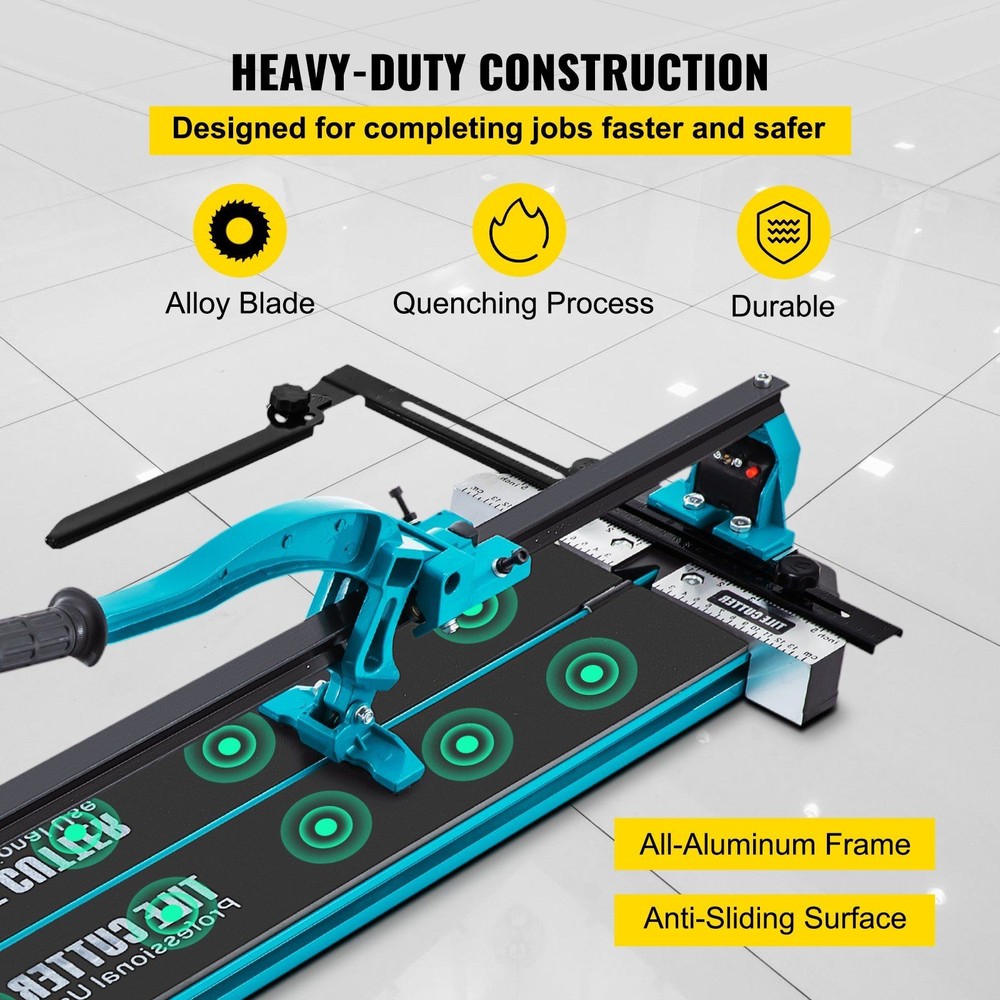 48in Single Rail Tile Cutter 3/5in Cap Double Brackets Laser Guide